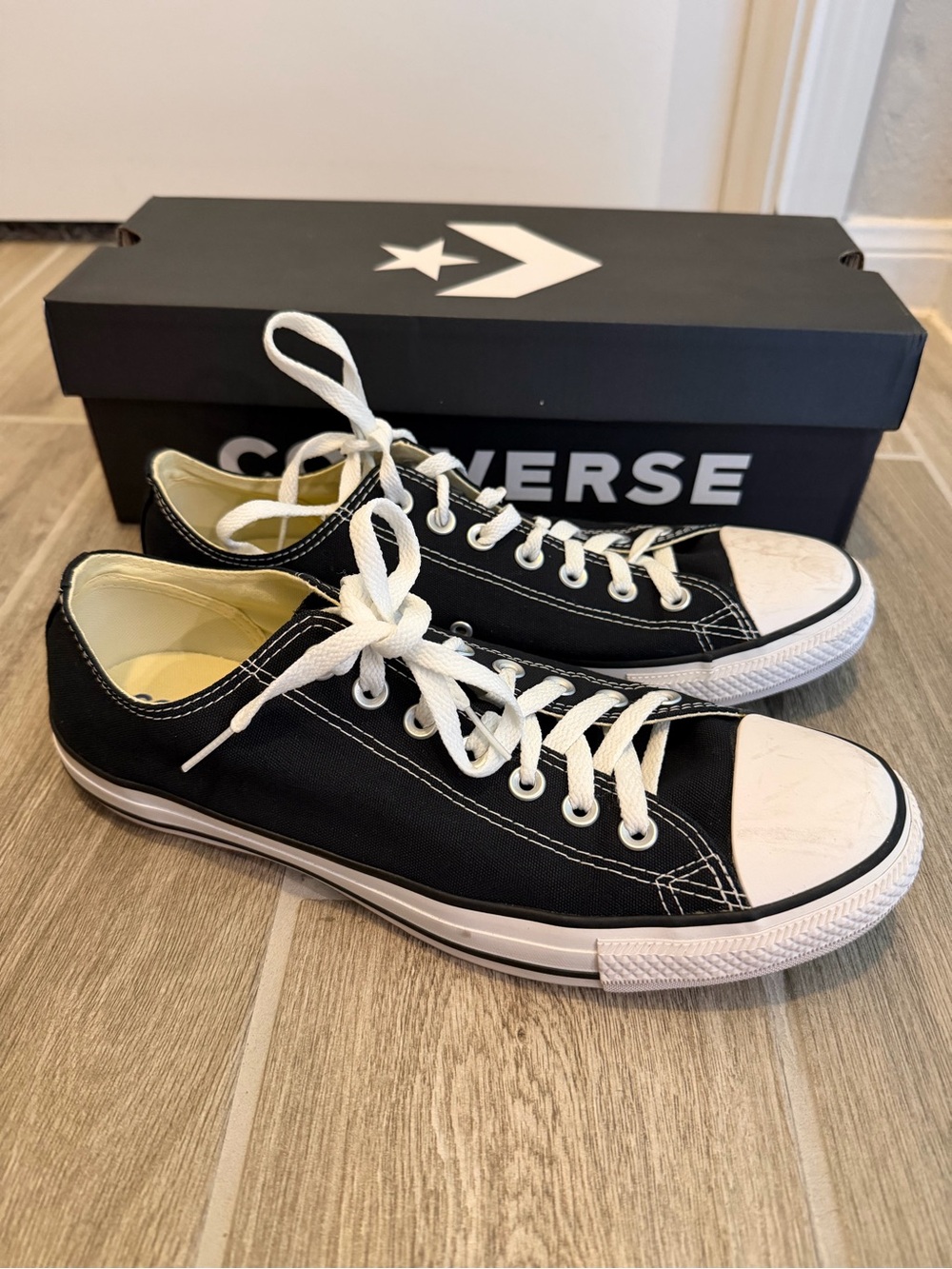 Converse Low Top Canvas Sneakers in Black and White